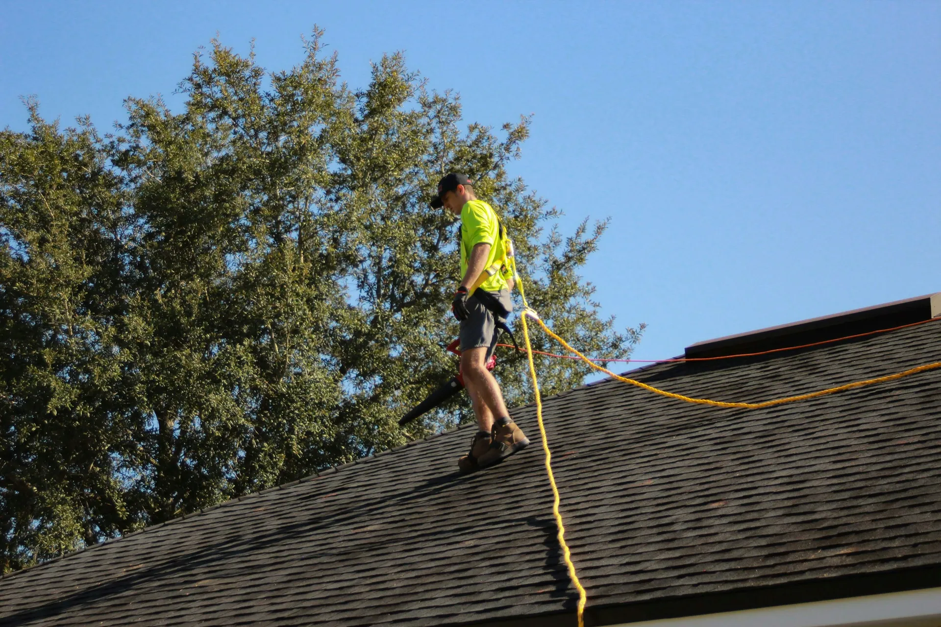 Roofers working